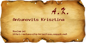 Antunovits Krisztina névjegykártya