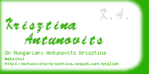 krisztina antunovits business card
